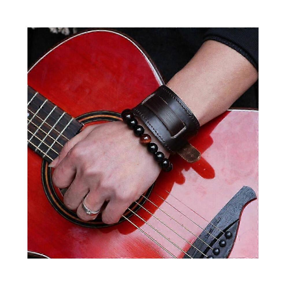 Modello più recente 2025 Bracciale Trendy da Uomo Largo in Vera Pelle Marrone Polsino Largo