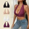 Halter Lace Push Up Bra, Wireless Comfortable Padded Camisole Underwear