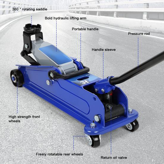 3 Ton Floor Jack (6600 Lbs), Steel Heavy Duty Hydraulic Car Jack, Fast Lift Floor Jack with Wheels, Lifting Range