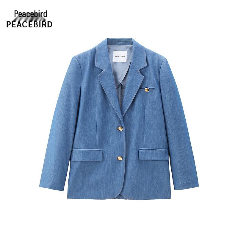PEACEBIRD Women's Autumn Faux Denim Casual Blazer