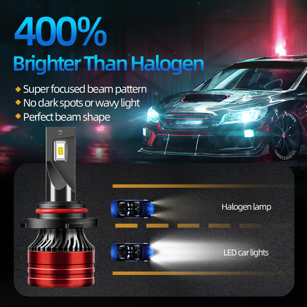 9005 9006 LED Headlights High Low Beam 24000LM 6000K White Bright 3570 CSP Chip Turbo Fan  Auto HeadLamps