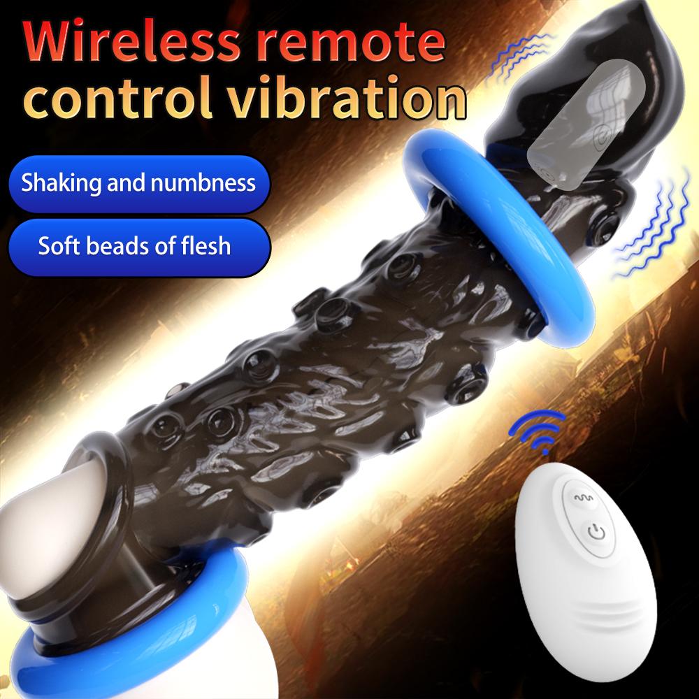 Penis Vibrator For Men Penis Enlargement Sleeve Delay Ejaculation Cock Ring Reusable Condom Penis Extender Adult Sex Toy For Men