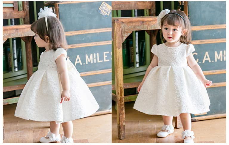 Baby Crew Ceremony Short Sleeve Shrine 80 [SAIHIME] Children's Dress, One-Piece Dress, Neck, Dress, Formal, Embroidered, Dress, Visit, Recital,