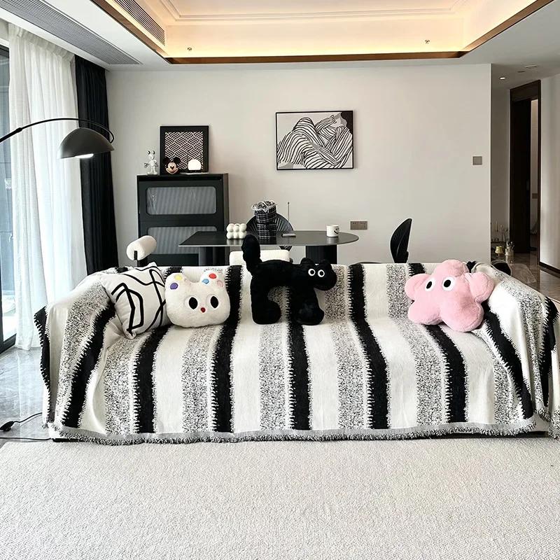 1 Piece All-season Universal Chenille Sofa Cover Reversible Fringe Edge Leisure Blanket Sofa Blanket Luxury Boho Blanket