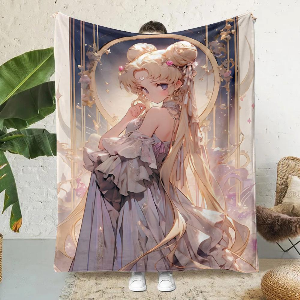 Anime Cartoon S-Sailor Moon Printed Blanket Picnic Blankets Warm Blanket Soft and Comfortable Blanket Home Travel Birthday Gift