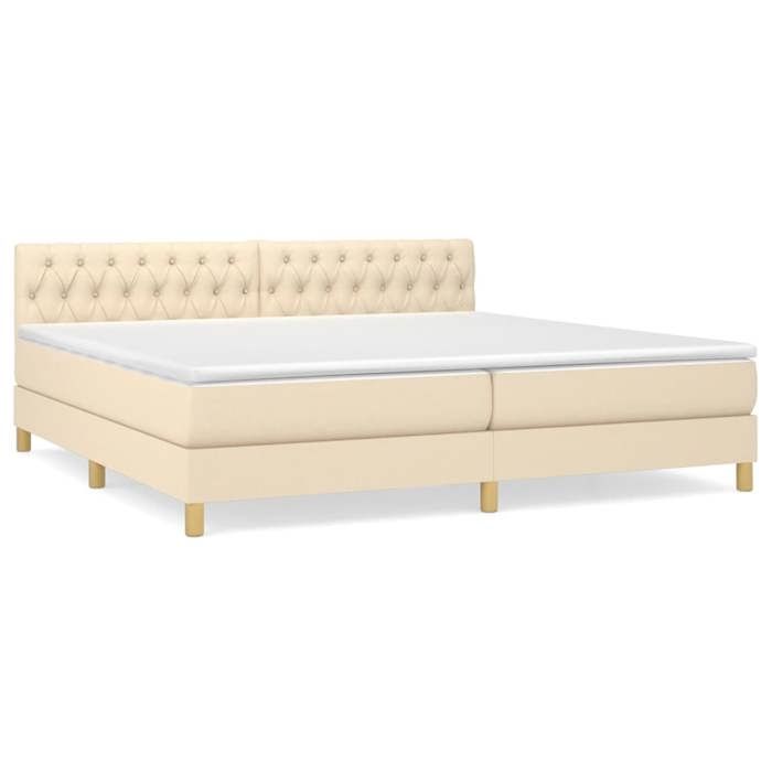 Maison Exclusive - Sommier à lattes de lit avec matelas Crème 200x200 cm Tissu