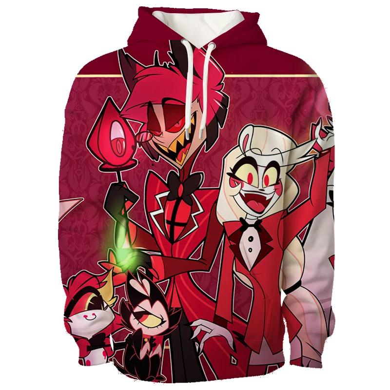 Najnovšia Anime Hazbin Grafická Mikina s Kapucňou Pánska 3D Plnofarebná Potlač Mikiny s Kapucňou Trend Streetwear Hotel Kreslený Pulóver Vrchné Oblečenie