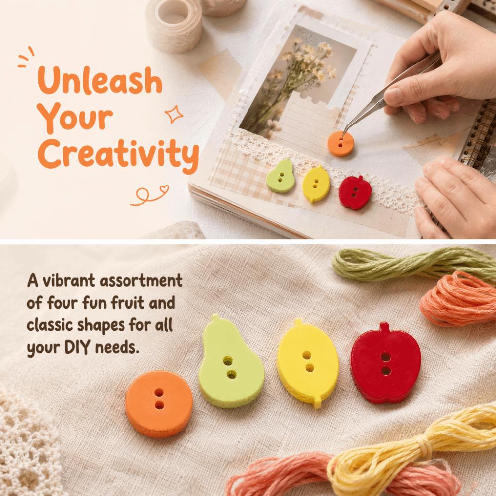 40pcs Creative Mango Buttons 2 Holes Orange Buttons Mini Colored Fruits Buttons Clothes Accessories