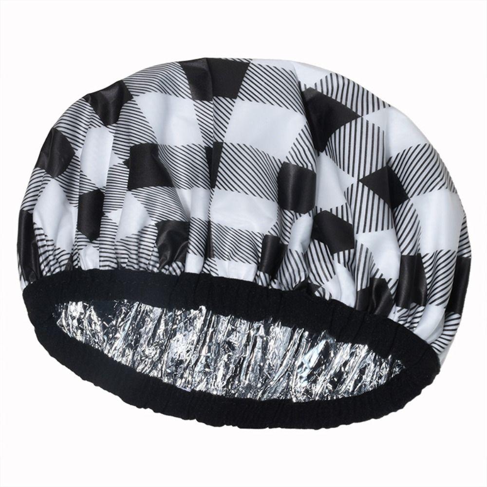 

Thermostatic Self-heating Tin Foil Hat Shower Cap Smooth Hair Oil Baking Cap Bathroom Style 2