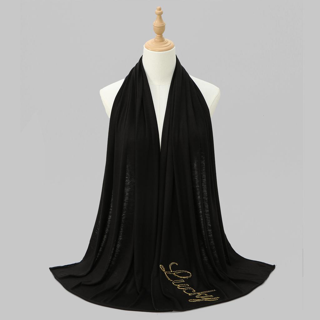 Fashion Jersey Instant Hijab Cotton Shawl Lucky Printed Muslim Solid Color Headwrap Islamic Headscarf Scarf Turban Tube 170*60Cm