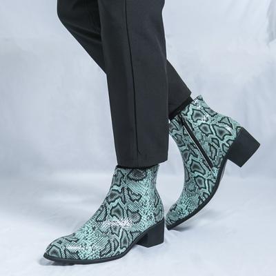 Chaussures montantes en cuir pour homme de soirée Design tendance à semelles épaisses boîte de nuit Adultes Grande Taille 38-46 Bottes noires classiques