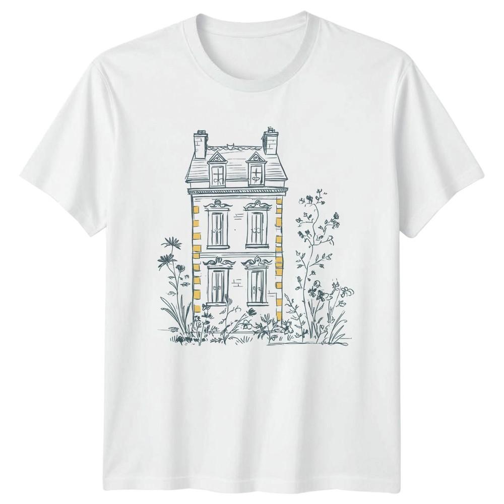 Parisian Style Townhouse Botanical Art TShirt Architecture Home Garden Gift S