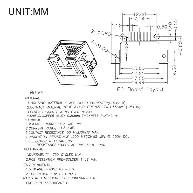 10 Stück Rj45 Netzwerk Ethernet Buchse Smt Smd 8P8C Buchsenanschluss
