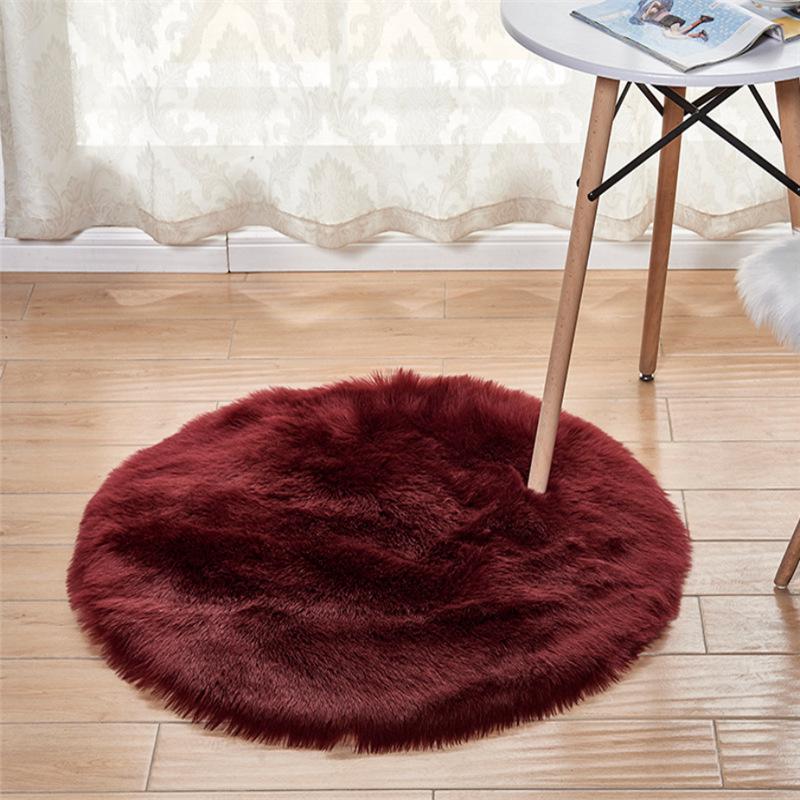 Round Plush Imitation Wool Rug - Versatile Mat for Windows, Bedside, Living Rooms, and Bedrooms