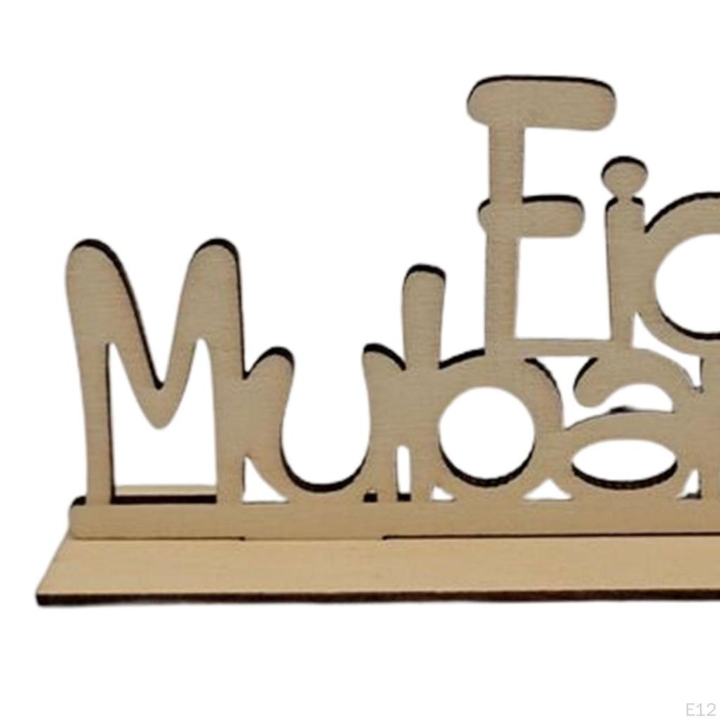 Creative Eid Mubarak Decoration, Islamic Muslim Ramadan Ornament Art Crafts Wooden Slice DIY for