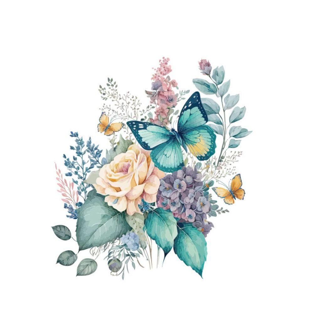Multicolor Floral Butterfly Decals PVC Wall Mural Gift Butterfly Toilet Stickers