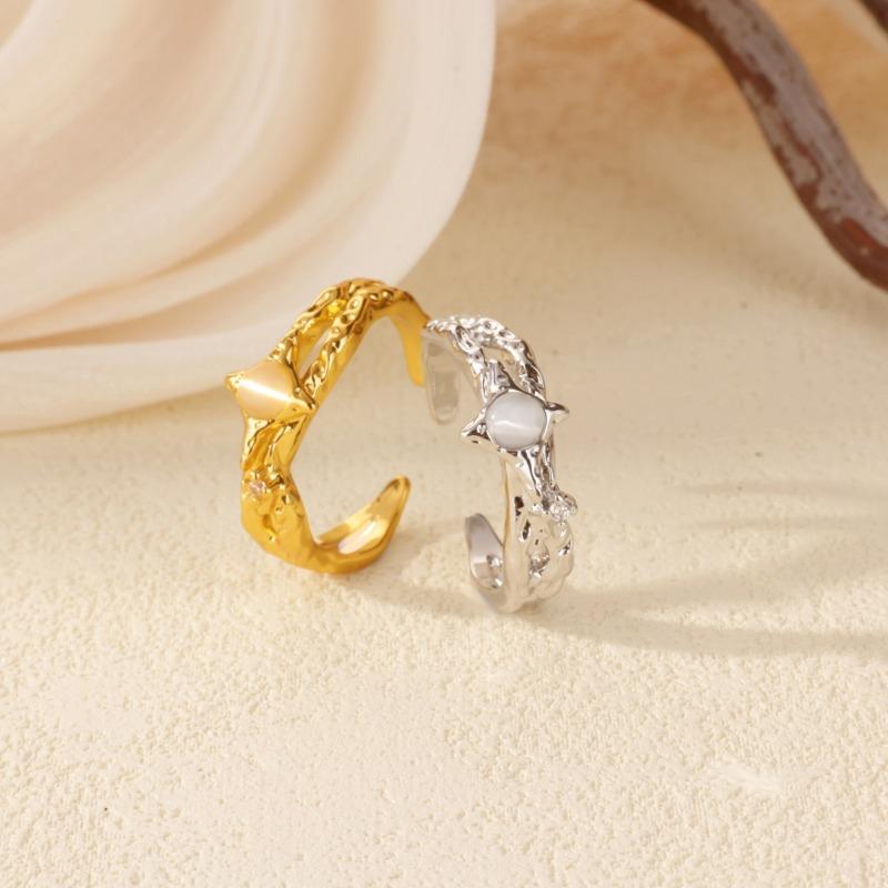 Sunflower Temperament Starry Niche Stacking Wearing Light Luxury Open Ring Female Cold Wind Irregular Texture Ring