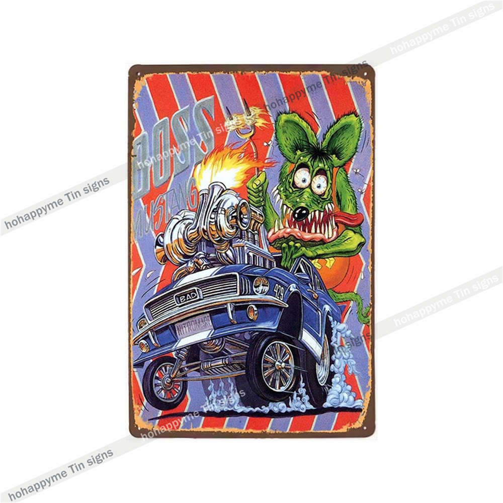 Decor Rat Fink Metal Vintage Sign Retro Decorative Plaque Garage Man Cave Bar Pub Club Tin Painting Home Living Poster 20x30c