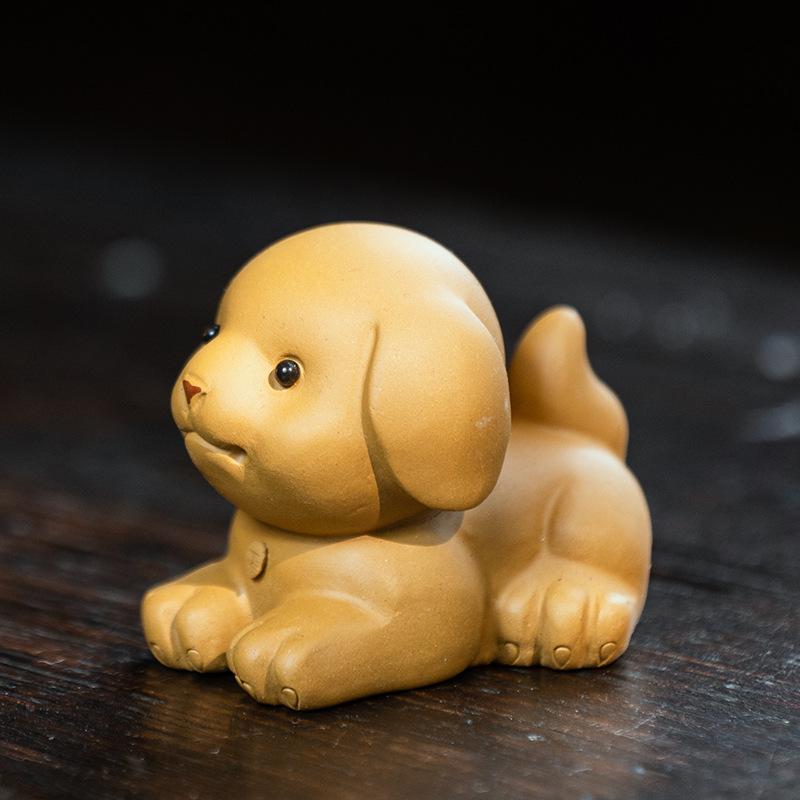 

Yixing Purple Clay Tea Pet Chinese Zodiac Dog Statue Ornaments Handmade Sculpture Tea Figurine Desktop Crafts Tea Set Decoration 6.8x4.6x5.3cm