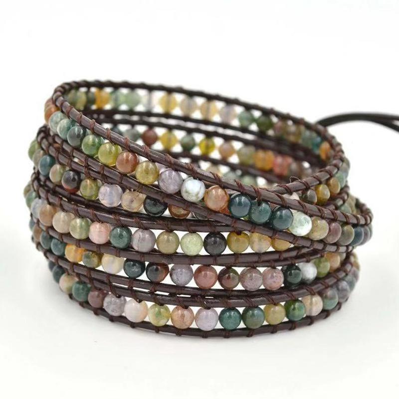 

Indy Onyx Stone Bracelet Braided Adjustable Handmade Multi-Layer Ethnic Style Women S Jewelry