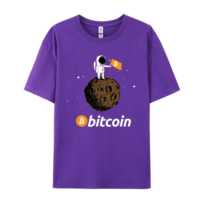 Bitcoin Tshirt Astronaut In Space Tshirts Slim Fit Customized Tshirts Crew Neck Cotton Mens Tops Shirts