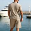 2026 Summer Fashion Sports Style Short Two Piece Set Men's Casual Solid Color Jacquard Short Sleeves Pullover POLO Shirt Shorts 2 Piece Sets