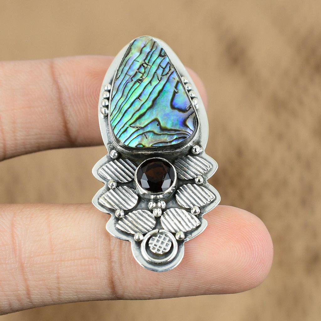 Gift For Women Pendant 925 Sterling Silver Natural Abalone Shell Gemstone