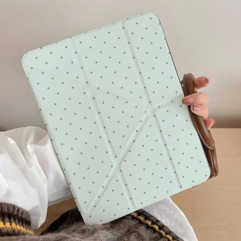 Pencil Slot Funda Case for Ipad 2017 10.5 Inch Pro 11 2nd 3rd 4th IPad 10th Generation 10.2 9th 8th 7th Green Polka Dot Print