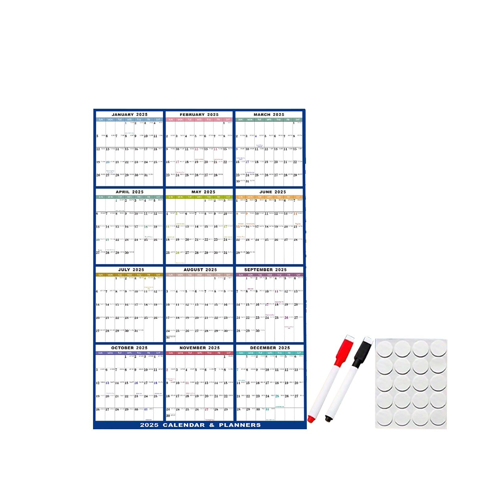 

Двусторонний ламинированный настенный календарь - стираемый складной многоцелевой планировщик One Size