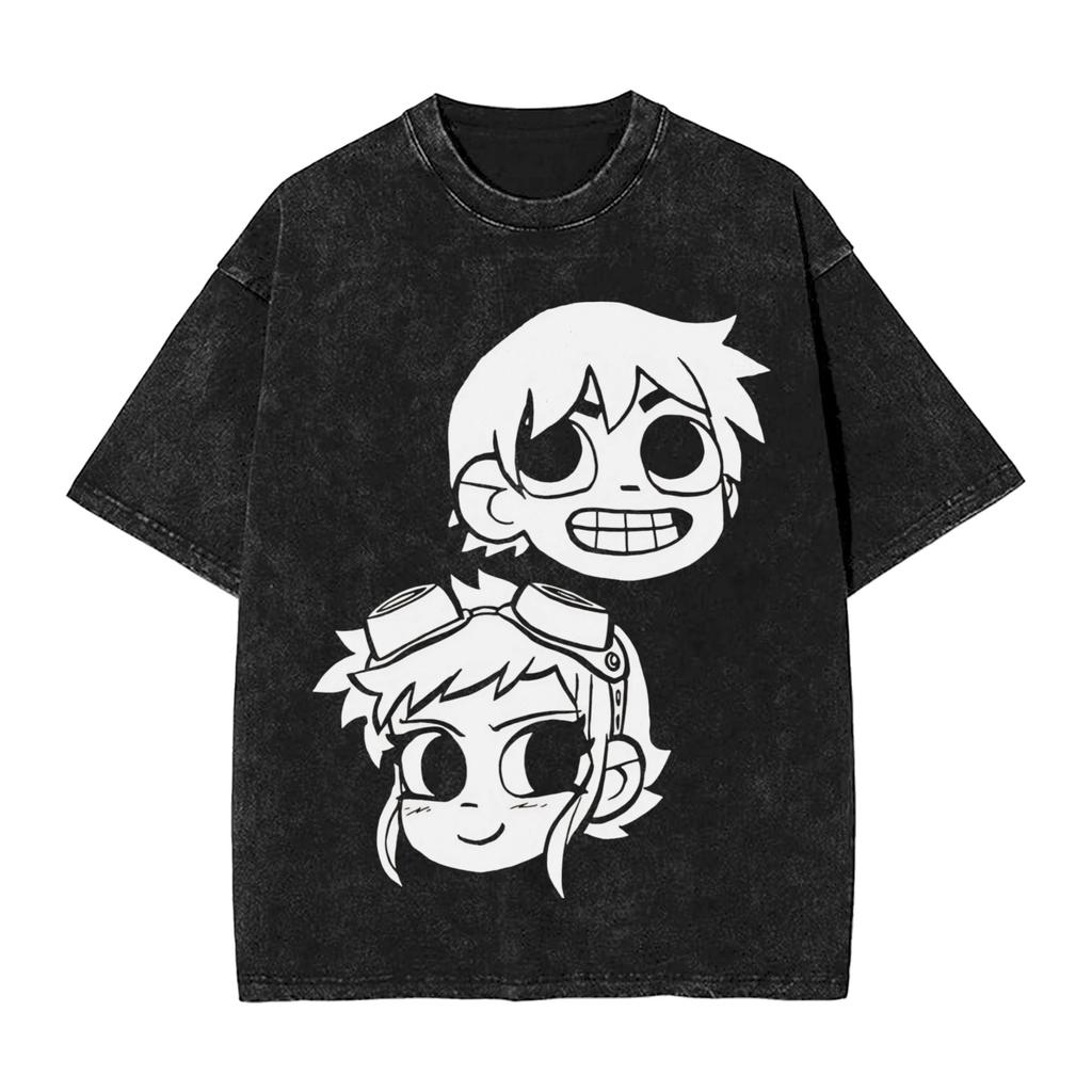 Herren Scott Pilgrim T-Shirts Kleidung Sommer Vintage Kurzarm T-Shirt Rundhals Harajuku Custom DIY T-Shirt Heiß