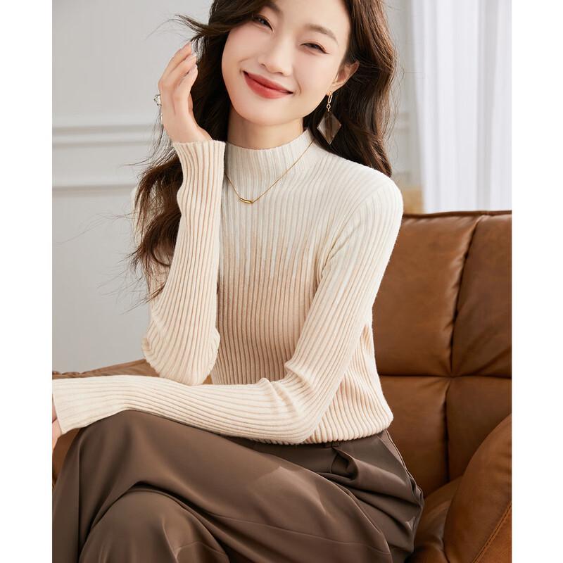 Srcr Women's Semi-High Collar Fine Wool Blend Sweater