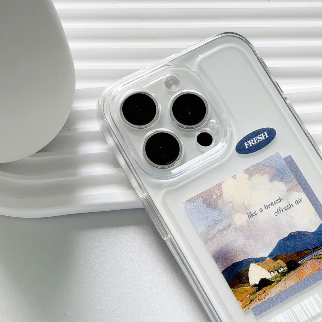 Art Oil Painting Landscape Suitable for IPhone 15 Mobile Phone Case Xr Soft Shell 13 Anti-fall 14 Transparent Apple 12 Protective Case