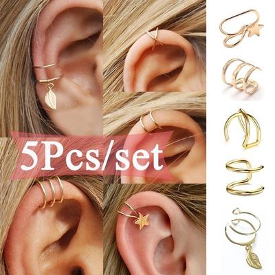 5 Stück/Set Einfache Ohr-Manschetten Zierliche Charms Ohne Piercing Ohrklemme KTJ