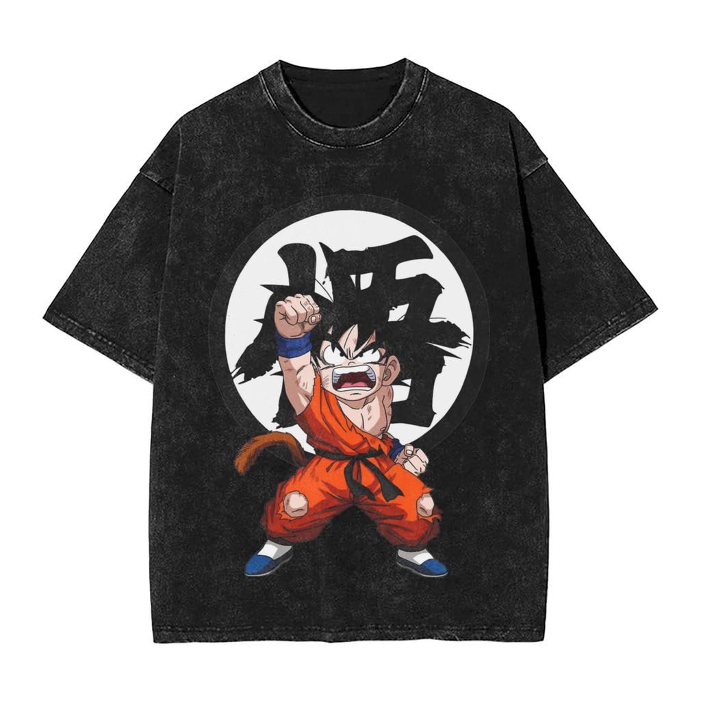 Anime Dragon Ball Printed Tshirt Mens and Womens Washed Tshirt High Quality Vintage Cotton Tshirt Harajuku Tops