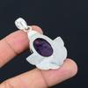 Daughters Day Sale 925 Silver Oval Star Amethyst Gemstone February Birth Pendant