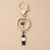 Cute Enamel Red Wine Keychain Simulation Drink Key Ring Pendant for Car Key Holder Women Girls Handbag Decor DIY Jewelry Gift