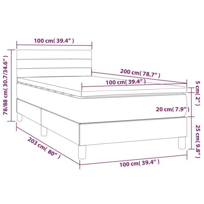VidaXL Sommier à Lattes de Lit avec Matelas et LED, Lit Rembourré, Lit Simple, Lit Adulte de Chambre à Coucher Intérieur, 3134452