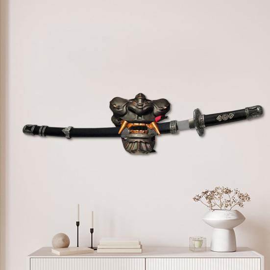 Samurai Messerhalter Wandmontierter Messerständer Retro Dekorativer Japanischer Messerhalter für Samurai-Kultur-Enthusiasten Heim Büro