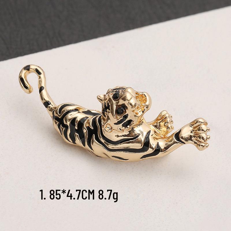 Retro Brošňa Tiger a Leopard - Kreatívny Zliatinový Odznak na Ozdobu Košele