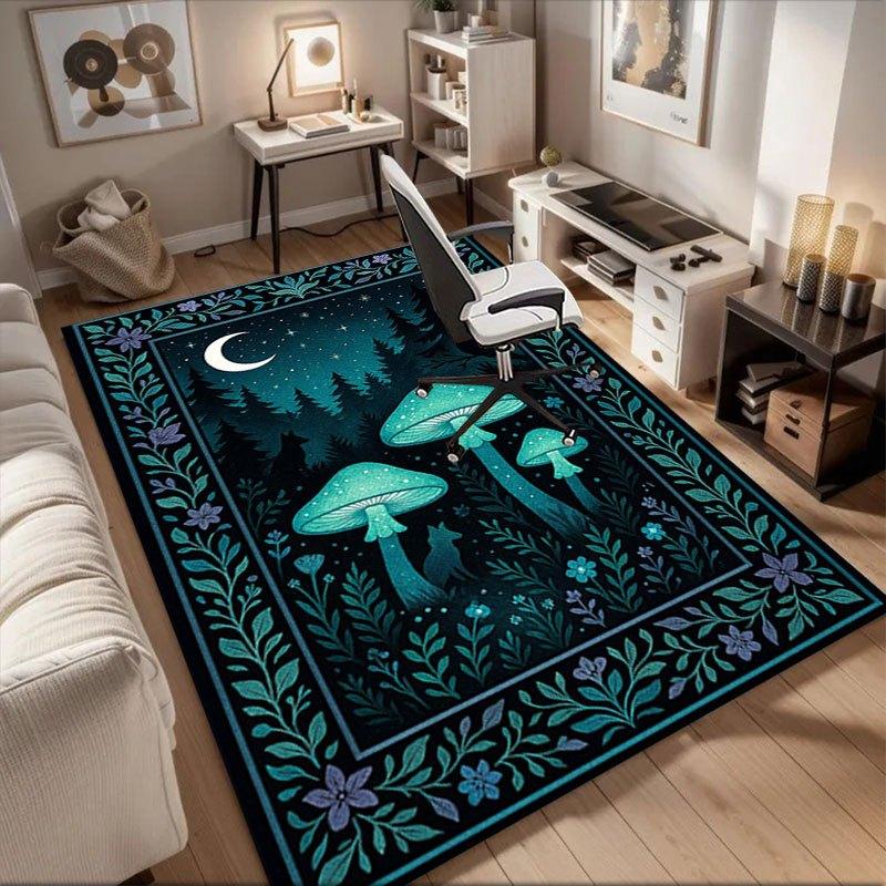 

Glow-in-the-Dark Forest Mushroom Wall Art PrintOffice Mat Home Decor Office Desk Chair Rugs Chair Carpet for office Chair Mat Gift For Hallo 60cm by 90cm
