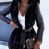 Autumn and Winter New Women's Faux Fur Hooded Pure Color Belt Jacket