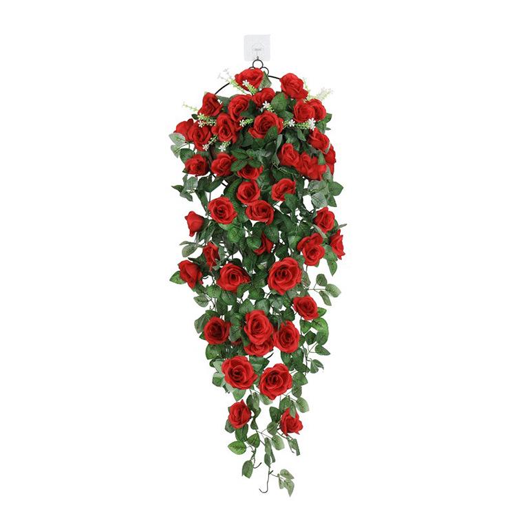 Decorazione con Rampicante di Rose da Appendere a Parete per Interni - Cesto di Fiori Artificiali per Soggiorno