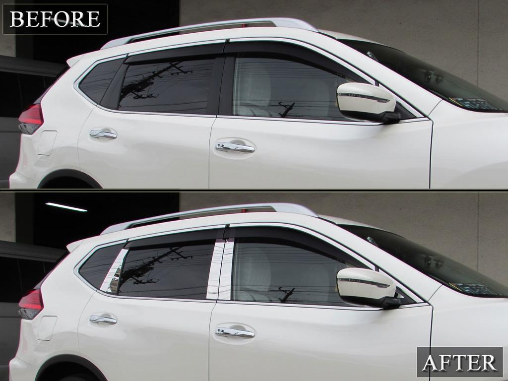 BRIGHTZ Finish Stainless Steel Pillar Panels for T32 Part Number with Visor Compatible with Xtrail Ultra-Mirror X-Trail (10-Piece Set, PIL-SIL-125)