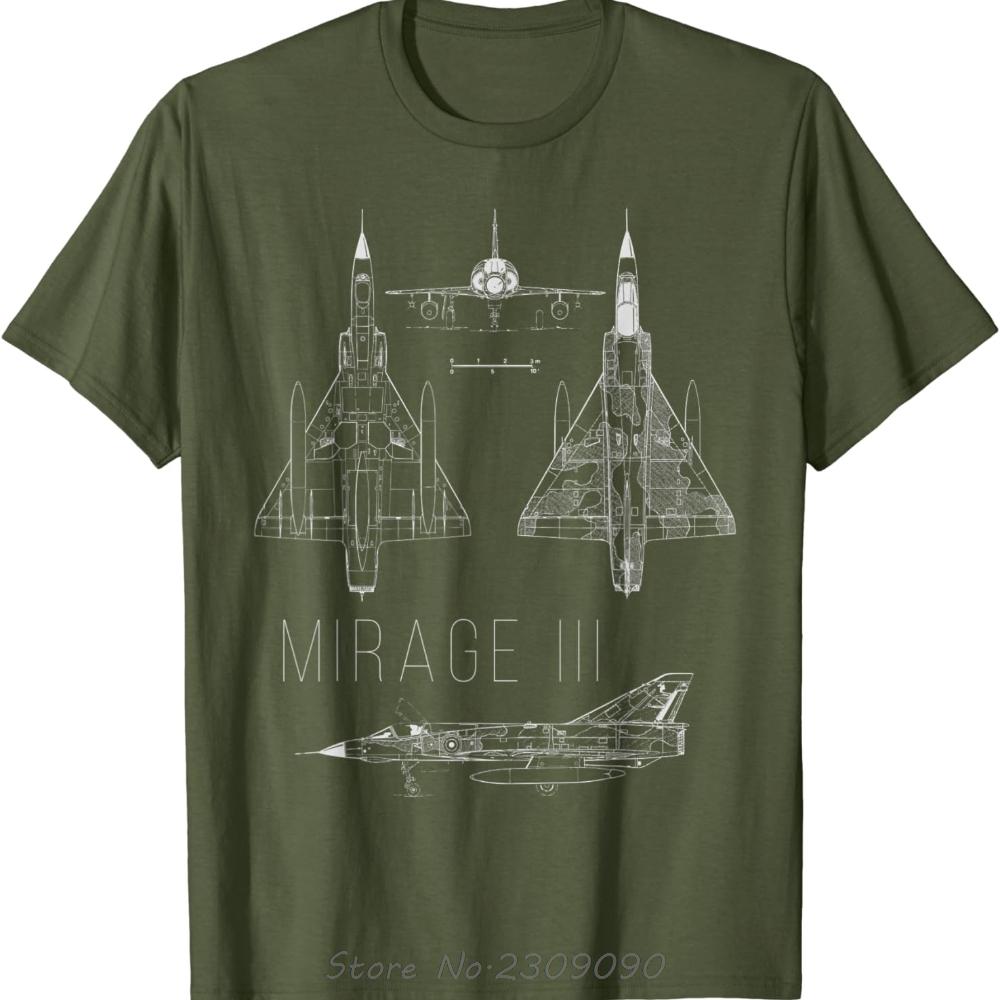 

Винищувач Mirage III Французький військовий літак Бавовняна футболка Повсякденні унісекс топи Футболки Літній чоловічий одяг Оверсайз футболка M