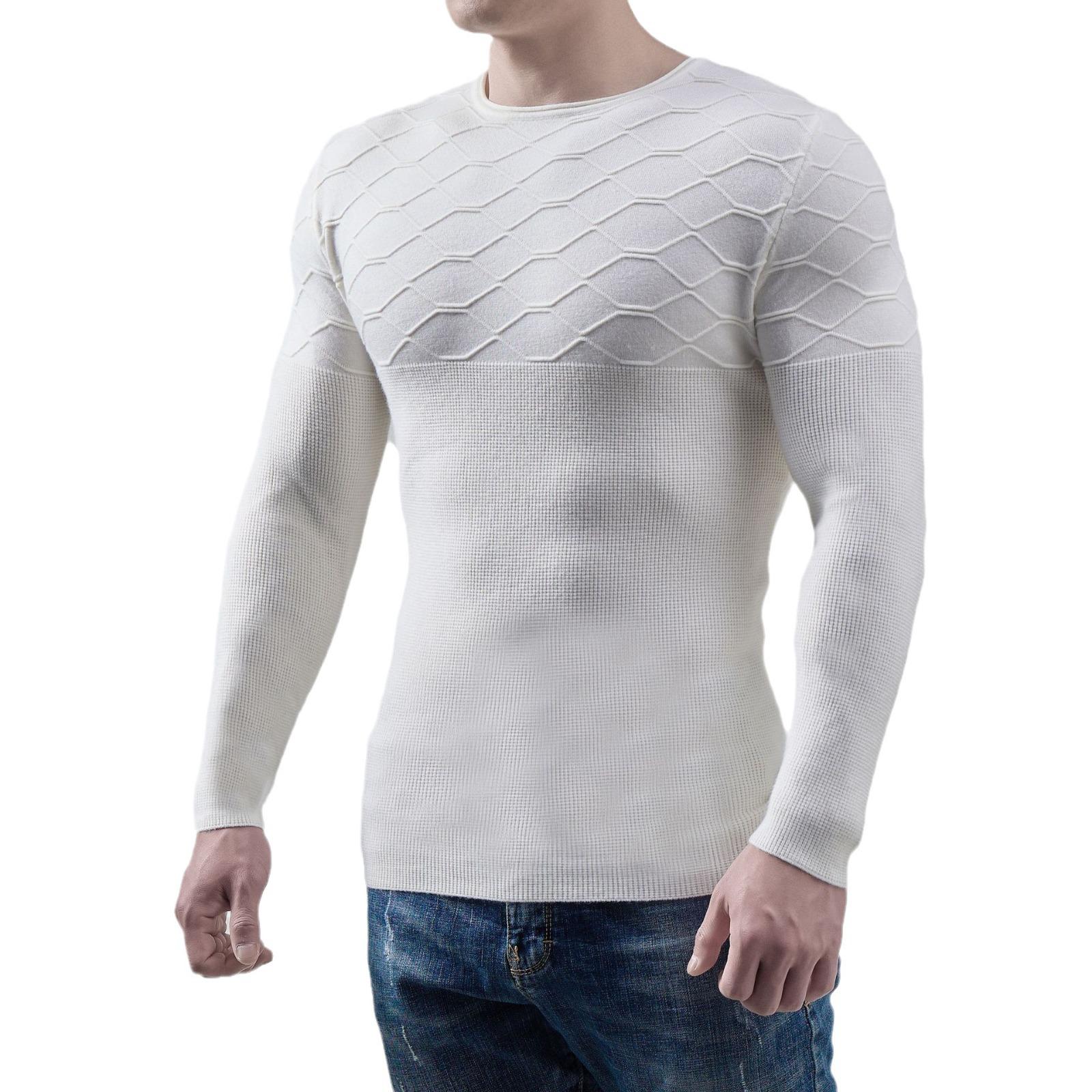 Мужской осенне-зимний мужской вязаный свитер с круглым вырезом — фото 5