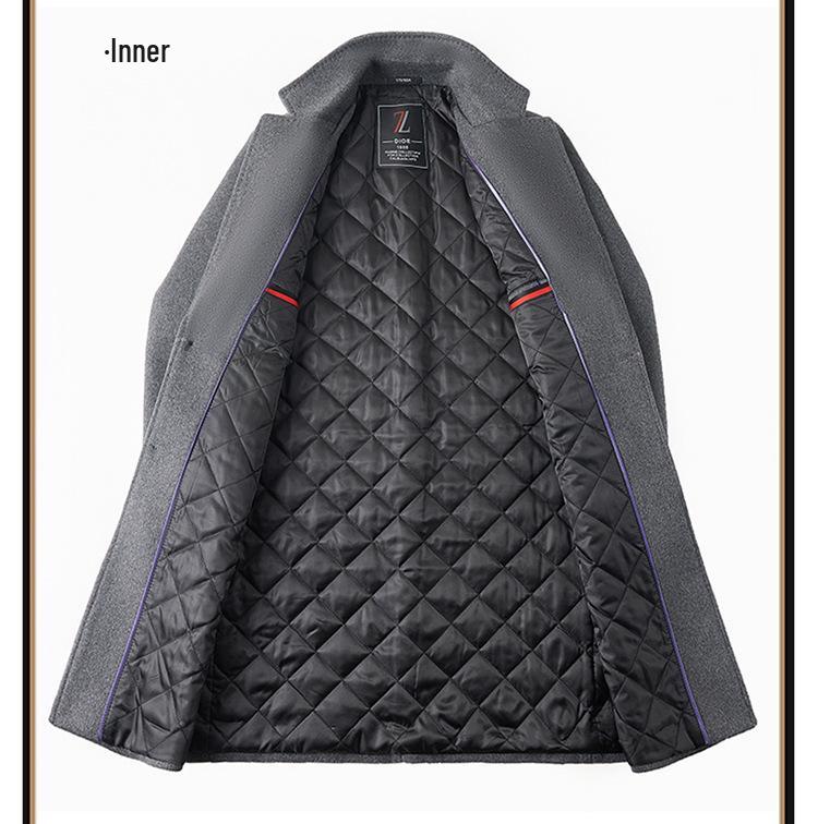 Men's Thickened Wool Trench Coat - Mid-Length, Autumn/Winter Business Style