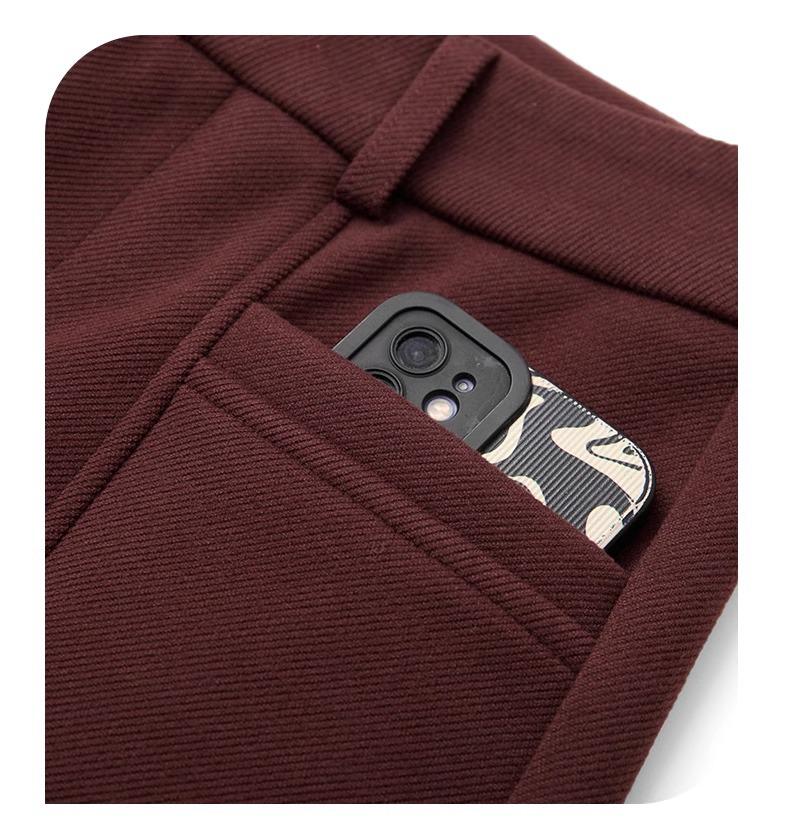 Ankola Women's Red Wool Wide-Leg High-Waisted Thick Trousers for Autumn/Winter 2024