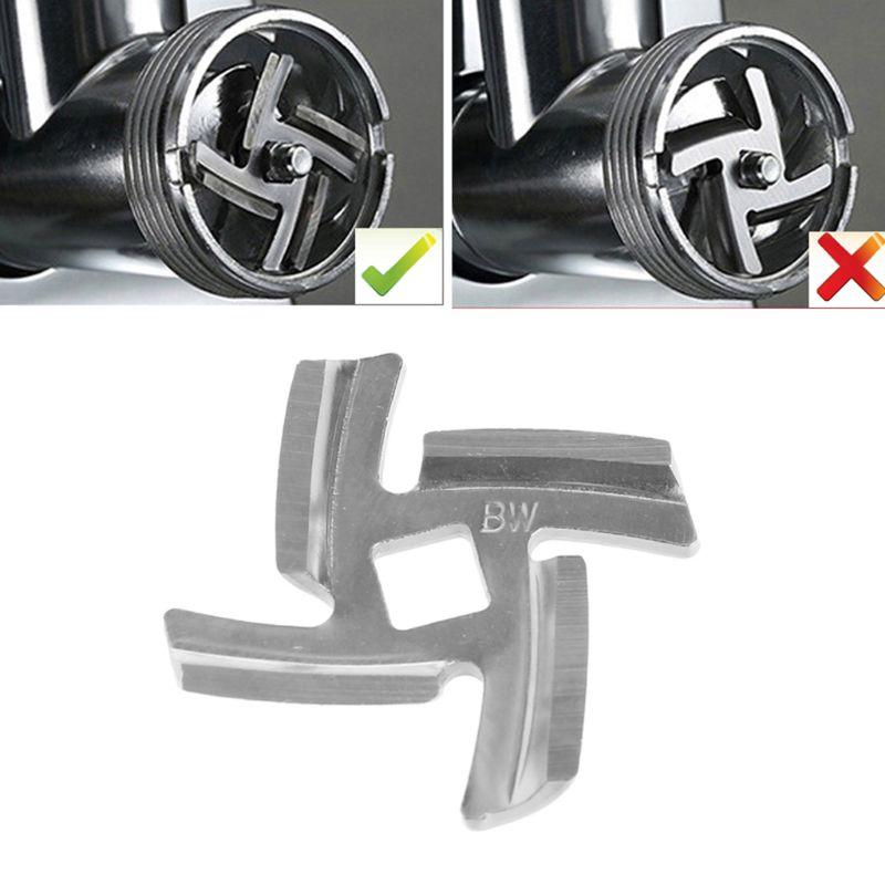 Set da 3 pezzi Coltello Tritacarne Lama a Croce Acciaio Inossidabile Antiruggine 4 Lame Foro Quadrato Parti Accessori Tritacarne