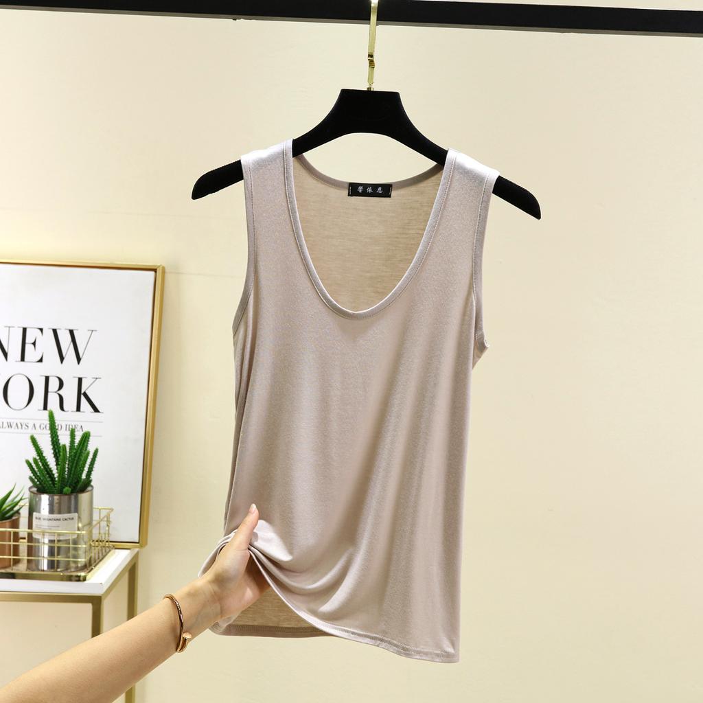Plus Size L To 6XL Modal Women's Tank Tops U-Neck Summer Thin Sleeveless Bottomed Top Loose Tee Tops All Match Vest Comfort Homewear