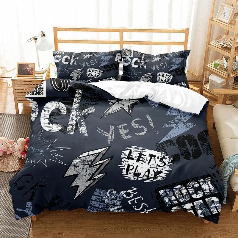 

Hippie Graffiti Duvet Cover Set King Queen Size For Boys Youth Polyester Comforter Cover Modern Street Art Bedspread Cover EU single(135x200cm)
